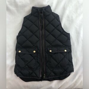 J.Crew Black Quilted Vest with Gold Details